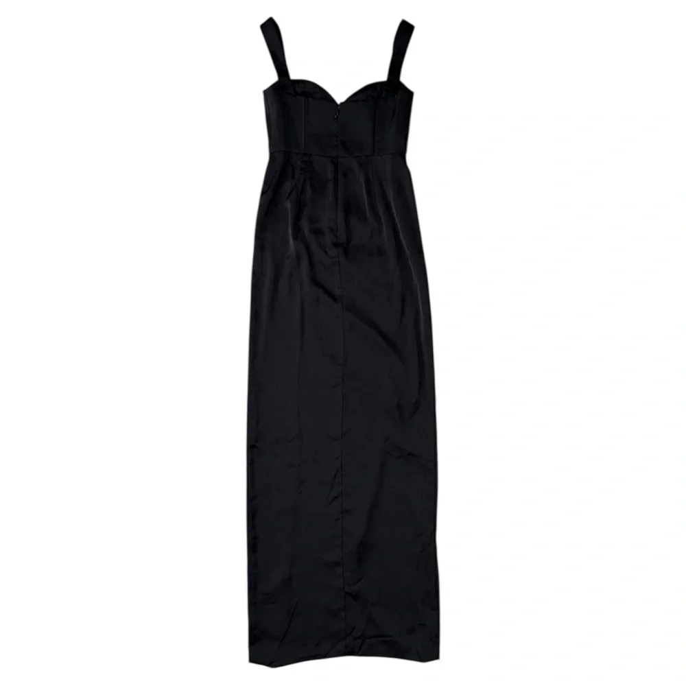 Christian Siriano Azazie Black Bustier Maxi Dress Satin Sweetheart Size 4 - Picture 12 of 16